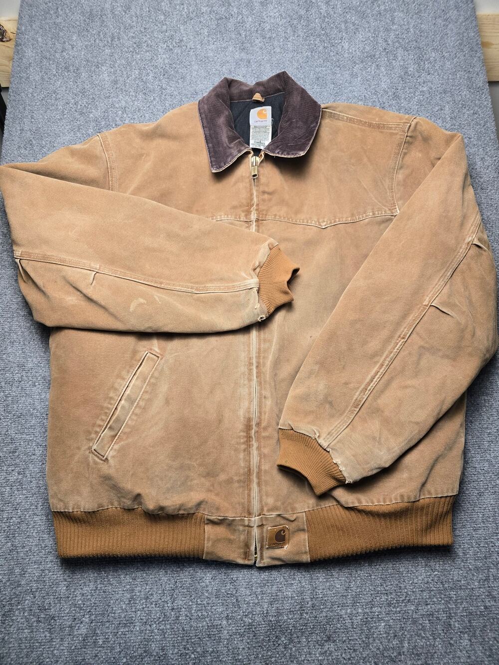 Carhartt J14 BRN Santa Fe Jacket Mens XL Brown Distressed Workwear Vintage